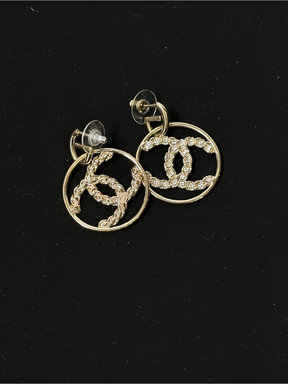 Chanel Gold-Tone Interlocking Circle Drop Earrings